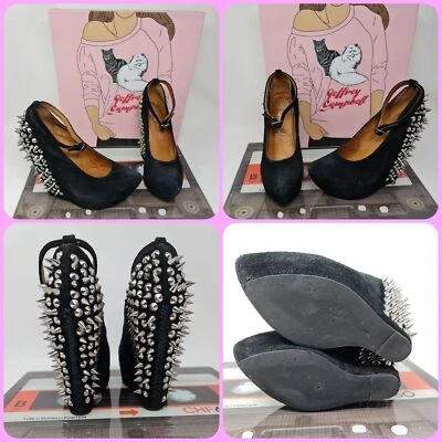 jeffery campbell aubrey spike wedge shoes suede size uk 4 punk rock cyber goth - Image 1 of 4