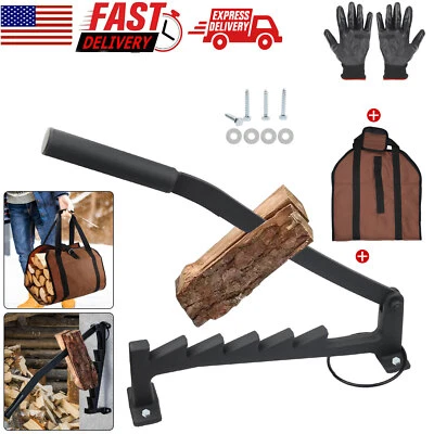 Wall Mount Steel Firewood Splitter, Kindling Wood Cracker Cutting Tool for Home