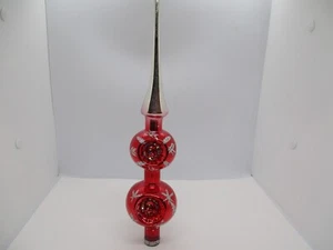 Vintage Red Mercury Glass - Double Ball/Double Indent/Spike Tree Topper - Picture 1 of 12