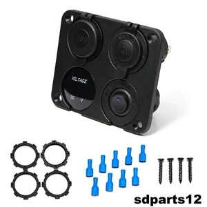 Panneau Commutation Chargeur De Voiture 4 En 1 Double USB Prise Allume Cigare - Photo 1/14