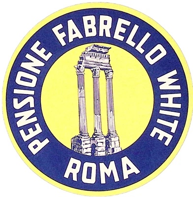 Pensione Fabrello белый Рим Италия колонны руины винтажный 4» багаж этикетка - Изображение 1 из 2