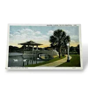 AK Orlando Florida Band Stand am Lake Eola White Border Card D71 - Bild 1 von 2