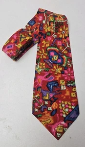 Vintage 70's Groovy Psychedelic Tie Bright Wacky Colorful Abstract - Picture 1 of 6