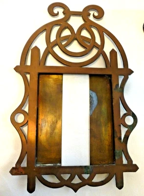Antique Brass Photo or Art Holder Frame Art Nouveau Ornate Scroll - Image 1 of 4
