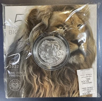 2022 S AFRICA BIG FIVE LION 1oz SILVER COIN SEALED MINT SERIAL RARE 15K - Image 1 of 4