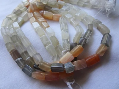 14 1/2" Str Natural Moonstone Stone Beads Cubes 5-10mm Long A588 DNG - Image 1 of 4