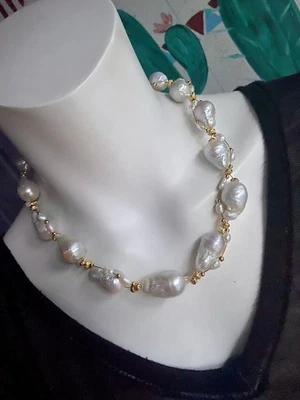 Designer Collier Kette Barock Perlen 14-18 mm Unikat - Bild 1 von 4