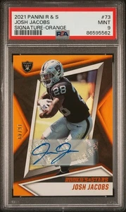 2021 Panini Rookies and Stars Josh Jacobs auto /49 PSA 9 POP 1Z - Picture 1 of 3