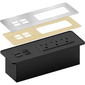 Tira de alimentación de montaje empotrado en escritorio de electriducto - 3 tomas de CA + 2 USB-A + 2 x USB-C - Imagen 1 de 8