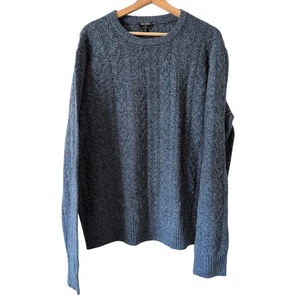 NWT Todd Snyder New York Lambswool Blue Cable Knit Blue Crew Sweater Men's XL  - Picture 1 of 8