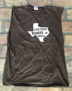 EVERYTHING IS LARGE IN TEXAS ärmelloses braunes Herren T-Shirt - XL - Bild 1 von 2
