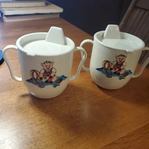 Selten 2 x Harley Davidson Baby Super Hog Tumbler Becher Schnabeltasse 1989 Kind PAAR - Bild 1 von 9