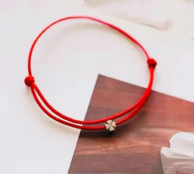 Pulsera de cuerda roja ajustable Lucky Clover, pulseras de cuerda roja Foto 1 de 3