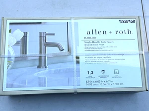 Allen + Roth Harlow Gebürstetes Nickel 1-Griff Badezimmer Wasserhahn mit Deckplatte & Abfluss - Bild 1 von 2