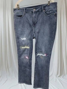 Pantalones de mezclilla NYDJ Marilyn rectos elásticos elevación pliegue fresco abrazo M desgastados 16 - Imagen 1 de 4