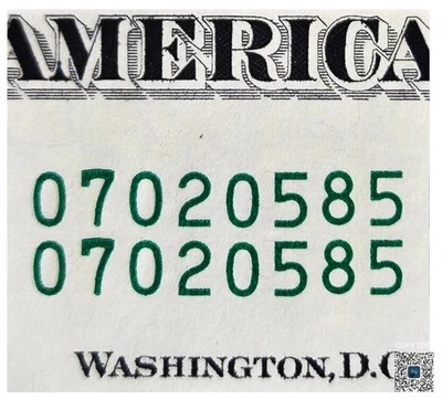 Same Matching Serial Number $1 Bill. Duplicate Serial Number. Unique Dollar. - Image 1 of 4