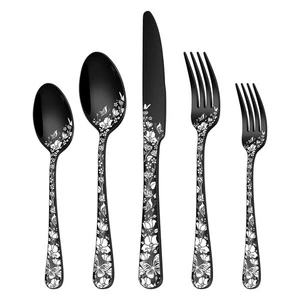 40 Pcs Black Silverware Set for 8, Stainless Steel Flatware Cutlery, Include ... - Bild 1 von 7