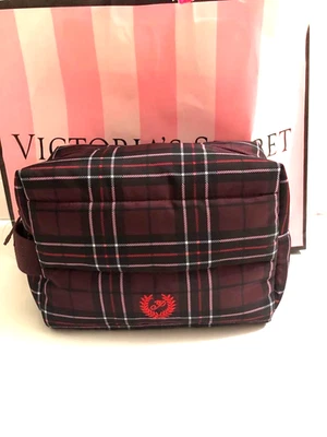 Victoria's Secret Pink Quilted Puffer Toiletry Bag Wild Rose Plaid NWT - Image 1 of 4