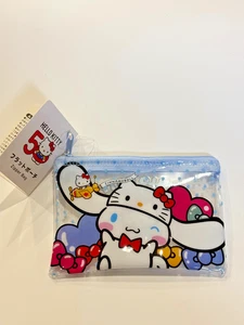 Sanrio Flat Pouch Zipper Bag Hello Kitty 50th Anniversary CINNAMOROLL - Picture 1 of 2