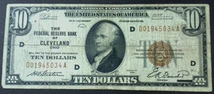 1929 $10 Federal Reserve Bank Of Cleveland Ohio  D01945034A Fr-1860-D - Picture 1 of 6