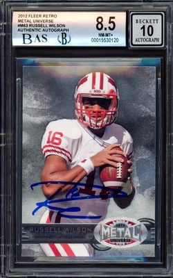 Russell Wilson Signed 2012 Fleer Metal Universe RC M-63 BGS 8.5 Sig 10 Beckett - Image 1 of 2