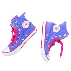 Converse All Star Party Blue Purple Hi Top Sneakers Little Girl Size 13 Shoes - Picture 1 of 12