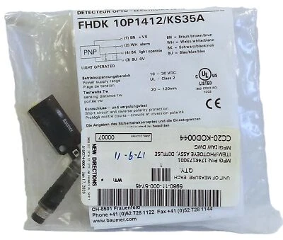 Baumer Electric FHDK 10P1412/KS35A Photoelectric Sensor - Image 1 of 3