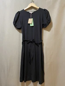 Neu mit Etikett Boden Damen-Minikleid Knoten kurzärmlig gebunden Taille Viskose Jersey Größe 2R schwarz - Bild 1 von 15