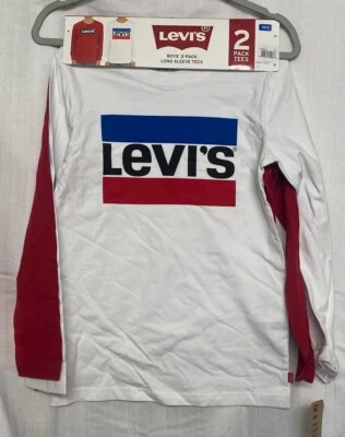 Pack de dos camisetas gráficas manga larga Levi's para niño 5/6 o 10/12 rojas y blancas Foto 1 de 4