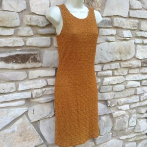 Vestido para mujer B A S I C grande óxido elástico boucle sin mangas forrado años 90 hecho en EE. UU. - Imagen 1 de 8