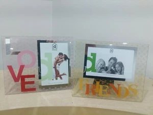 Glass "Joanna" Love & Friends Set Of 2, 4x6 Photo Picture Frames - Picture 1 of 8