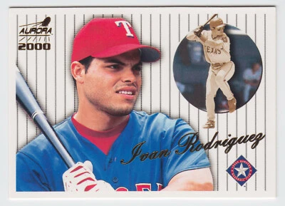 2000 Aurora Pinstripes - Ivan Rodriguez - #144 - Texas Rangers - NrMt-Mt - Image 1 of 4