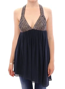 Anaikka Blouse Navy Blue Studs Embellished Studded Top IT40/US6/EU36/S RRP $400  - Picture 1 of 6