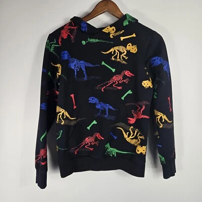 Boys Size 160 Dinosaur Hoodie Black With Colorful Dinos 10-12 years - Image 1 of 4