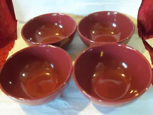 4) THOMSON POTTERY CEREAL BOWLS RED BURGUNDY ...NEW! - Picture 1 of 3