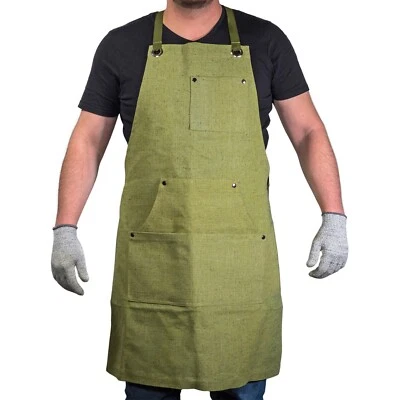 Adjustable Green Canvas Work Apron BeaverCraft AP1 - Image 1 of 4