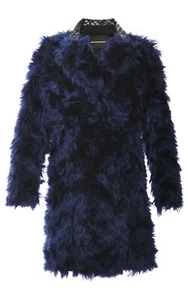 Cappotto Ostwald Helgason Mohair Cotone Orsacchiotto Pelliccia Blu Navy $2080 M US 8 NUOVO - Foto 1 di 12