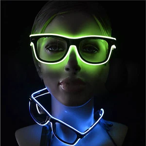 LED EL Wire Glasses Light Up Glow glasses Eyewear Shades DJ Nightclub Party - Picture 1 of 21