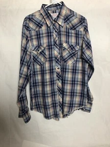 vintage wrangler permanent press long tails western pearl snap shirt 17 -36 70’s - Picture 1 of 5