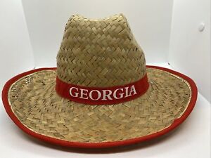 Vintage Georgia Bulldogs UGA Straw Hat Frat Sorority Dawgs Natty
