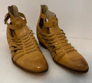 Latigo Anthroplogie Ali Huarache Booties Sandals Women's Size 8 Leather Almond - Picture 1 of 9