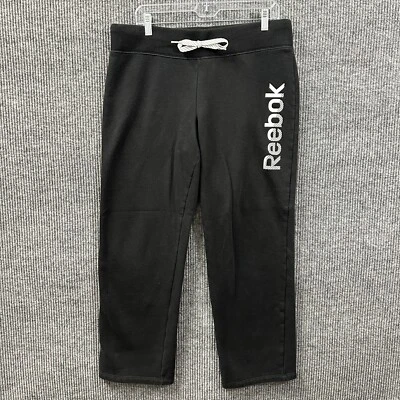 Reebok Logo Womens Pants Size Large Black Pull On Stretch Activewear Mid Rise - Image 1 of 4