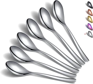 Teaspoons, 6 Piece Spoons Silverware, Stainless Steel Small Spoons, Tea Spoons - Picture 1 of 12