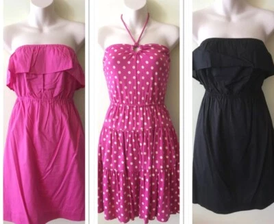NUEVO CON ETIQUETAS Vestidos de sol de verano sin tirantes Juicy Couture P XS S - rosa negro a lunares Foto 1 de 4