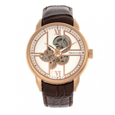 Reloj para hombre Heritor automático Sanford esfera semiesquelética cuero marrón HR8304 Foto 1 de 3