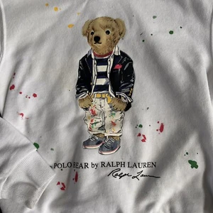 Polo Ralph Lauren Hoodie Youth Boys 6 White Polo Bear Splatter Paint Artwork - Picture 1 of 5