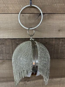 Women Round Ball Crystal Evening Bag Clutch Purse Tassel Wedding Party Hand Bags - Picture 1 of 7