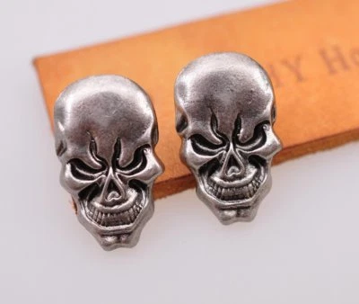 1.7X2.8CM 10pcs Rock Antique Silver Skull Studs Leathercraft Decor Saddle Concho - Image 1 of 4