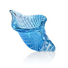 Clear Blue Seashell 5.5 x 9.5 Art Glass Table Top Figurine Décor