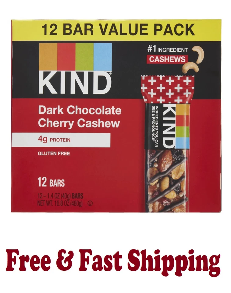 Barritas KIND, Anacardo Cereza Chocolate Oscuro + Antioxidantes, Sin Gluten, 1.4 Onzas ( Foto 1 de 1